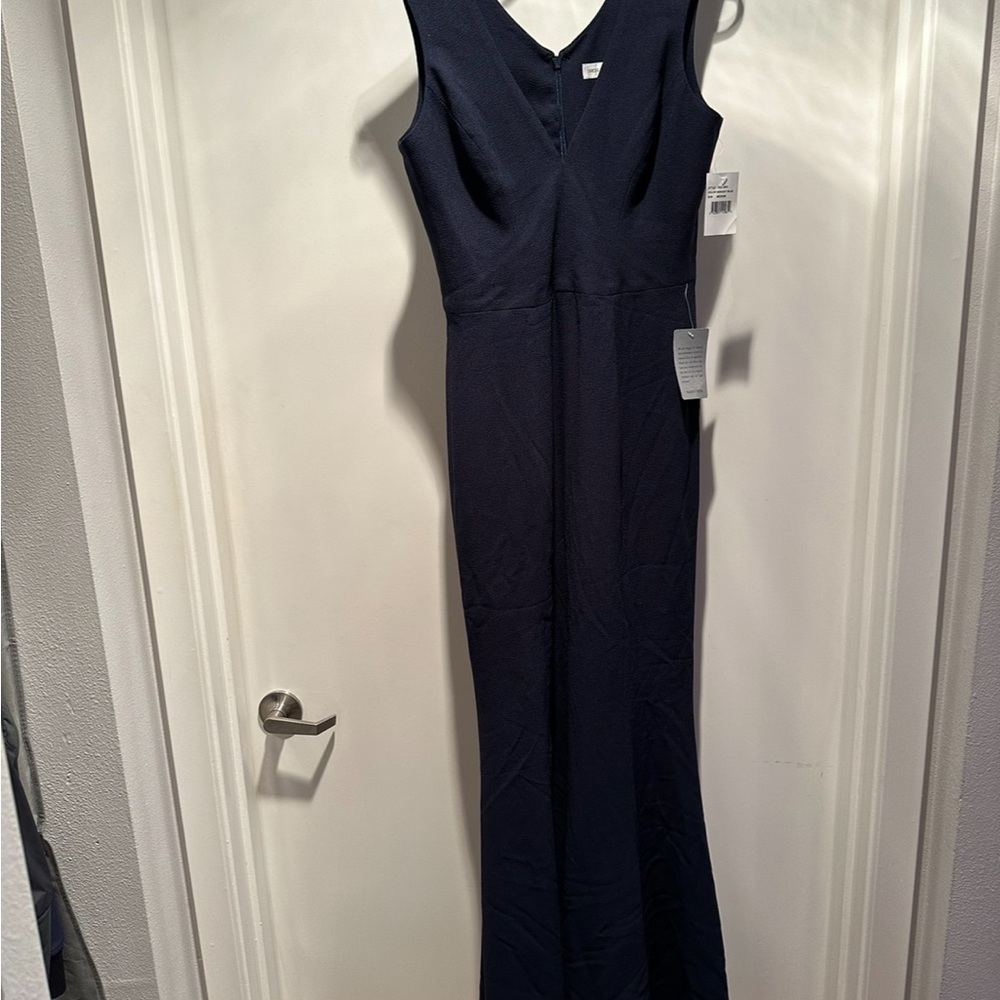 Blue Sleeveless V-Neck Sheath Maxi Dress